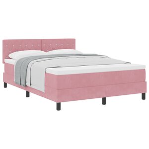 Lit à sommier tapissier avec matelas rose 160x200 cm en velours