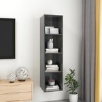 vidaXL Meuble TV mural Gris brillant 37x37x142 5 cm Bois d’ingénierie