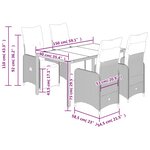 vidaXL Ensemble de bistro de jardin 5 Pièces coussins marron poly rotin