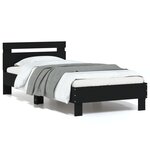 vidaXL Cadre de lit sans matelas avec tête de lit noir 90x200 cm