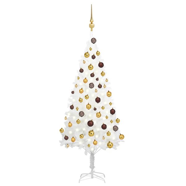 vidaXL Arbre de Noël artificiel pré-éclairé et boules blanc 120 cm