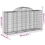vidaXL Paniers à gabions arqués 6 Pièces 200x50x100/120 cm fer galvanisé