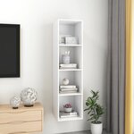vidaXL Meuble TV mural Blanc 37x37x142 5 cm Bois d’ingénierie