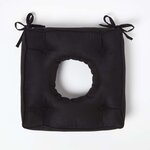 Galette de chaise coussin bouée en suédine Noir  40 x 40 x 10 cm - HOMESCAPES