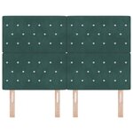 vidaXL Tête de lit capitonnée avec boutons en cristal vert foncé 140 cm en velours