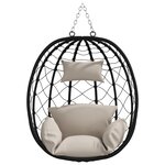 vidaXL Chaise Œuf Suspendue Taupe Poly Rotin