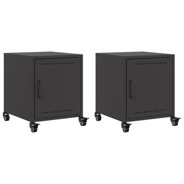 vidaXL Tables de chevet 2 Pièces noir 36x39x43 5 cm acier