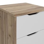 Chiffonnier 4 tiroirs - En panneaux de particules - Décor chene et blanc - Contemporain - L 45 x  P 42 x H 108 cm