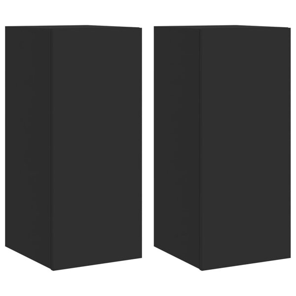 vidaXL Meubles TV muraux avec lumières LED 2 Pièces noir 30 5x35x70 cm