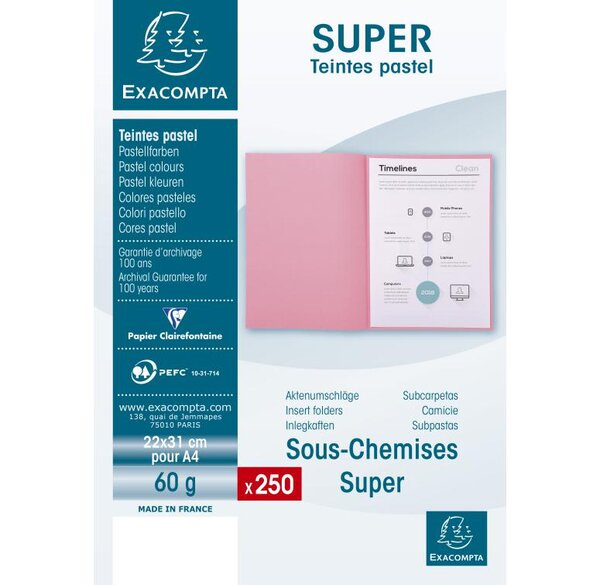 Paquet 250 sous-chemises SUPER 60 Vert EXACOMPTA