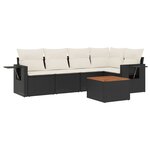 vidaXL Salon de jardin 6 Pièces avec coussins noir résine tressée
