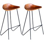 vidaXL Chaises de bar lot de 2 noir et marron cuir véritable