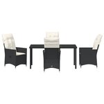 vidaXL Ensemble de salle à manger de jardin de 5 pieces avec coussins en rattan noir