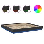 vidaXL Cadre de lit avec lumières LED noir 180x200 cm bois ingénierie