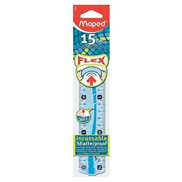 Règle plate Incassable Flex 15 cm Bleu ou Vert MAPED
