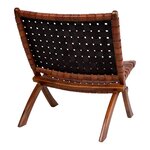 Chaise en teck et cuir marron PERUGIA