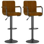 vidaXL Tabourets de bar lot de 2 marron velours