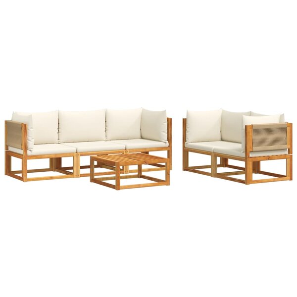 vidaXL Salon de jardin avec coussins 6 Pièces bois d'acacia solide