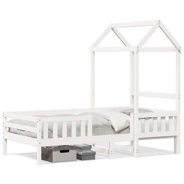 vidaXL Cadre de lit avec toit sans matelas blanc 100x200 cm