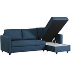 Canapé d'angle convertible réversible 3 places CATS - Tissu bleu - 222 x 150 x 86 cm