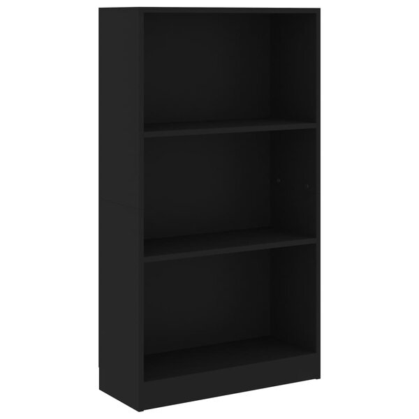 vidaXL Bibliothèque 3 niveaux Noir 60x24x109 cm Bois d'ingénierie