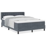 Lit avec sommier à ressorts vidaXL et matelas gris foncé 140x190 cm en velours