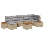 vidaXL Ensemble de canapé de jardin 8 pièces avec coussins beige poly rotin