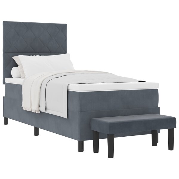 vidaXL Lit avec Sommier et Matelas Gris Foncé 100x200 cm Velours