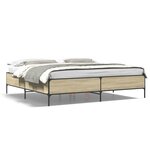 vidaXL Cadre de lit chêne sonoma 200x200 cm bois d'ingénierie et métal