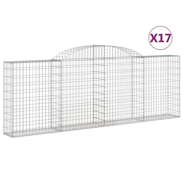 vidaXL Paniers à gabions arqués 10 Pièces 300x30x100/120 cm fer galvanisé