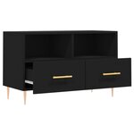 vidaXL Meuble TV Noir 80x36x50 cm Bois d'ingénierie