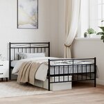 vidaXL Cadre de lit métal sans matelas avec pied de lit noir 107x203cm