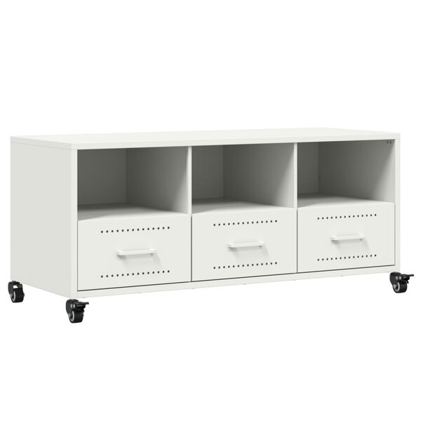 vidaXL Meuble TV blanc 100 5x39x43 5 cm acier laminé à froid