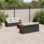 vidaXL Salon de jardin 7 Pièces avec coussins noir résine tressée