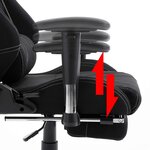 Fauteuil de bureau sport chaise de jeu bureau housse en tissu noir 19_0000371