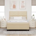 vidaXL Lit à ressort avec matelas crème 140x200 cm tissu