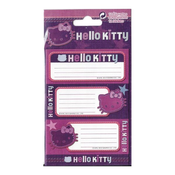 Hello kitty - 12 étiquettes autocollantes - collection étoiles