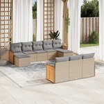 vidaXL Salon de jardin avec coussins 10 Pièces beige résine tressée