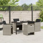 vidaXL Ensemble de salle à manger de jardin 5 pièces avec coussins en rotin poly gris clair