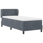 Lit à ressort avec matelas vidaXL Gris foncé 80x200 cm en velours
