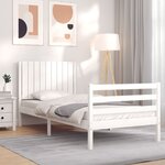 vidaXL Cadre de lit avec tête de lit blanc 90x200 cm bois massif