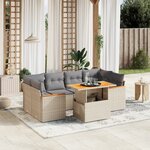 vidaXL Salon de jardin avec coussins 7 Pièces beige résine tressée