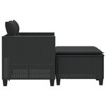 vidaXL Canapé de jardin 2 places avec tabourets noir résine tressée