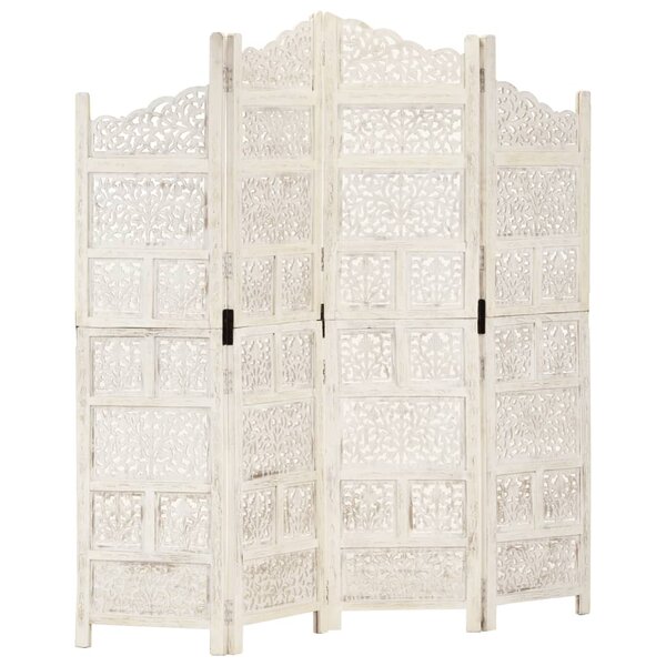vidaXL Cloison de séparation 4 panneaux Blanc 160x165 cm Bois manguier