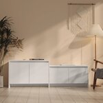 vidaXL Meuble TV Blanc brillant 146 5x35x50 cm Bois d'ingénierie