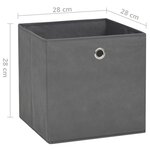 vidaXL Boîtes de rangement 4 Pièces Tissu intissé 28x28x28 cm Gris