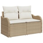 vidaXL Ensemble de Canapé de Jardin 9 Pièces avec Coussins Beige Poly Rotin Acacia