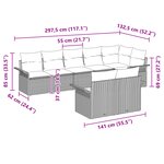 vidaXL Set de canapé de jardin 8 pièces avec coussins Gris clair Poly Rattan