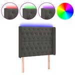 vidaXL Tête de lit à LED Gris foncé 93x16x118/128 cm Velours