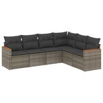 vidaXL Salon de jardin 6 Pièces avec coussins gris résine tressée
